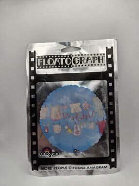 Anagram Vintage "It's a Girl!' Foil Metallic Helium Balloon 1990s Gender Reveals